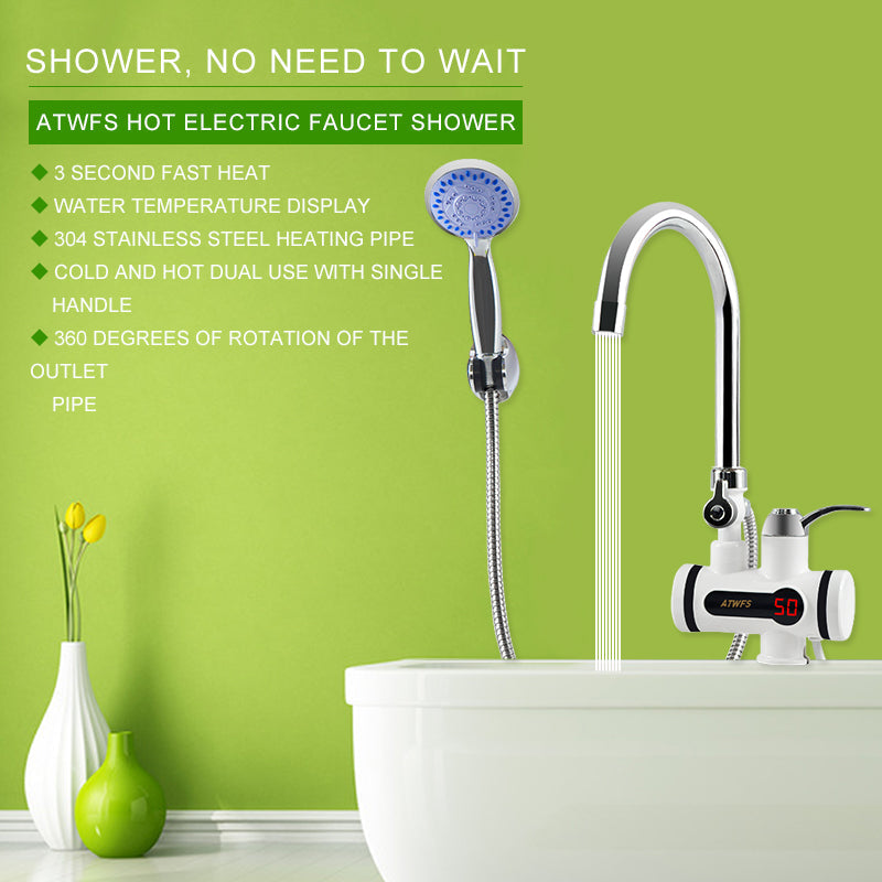Electric Instant Water Geyser Tap With Shower